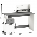Számítógépasztal, fehér/sötétszürke, PLATON