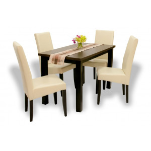Wenge asztal + wenge - beige műbőr szék